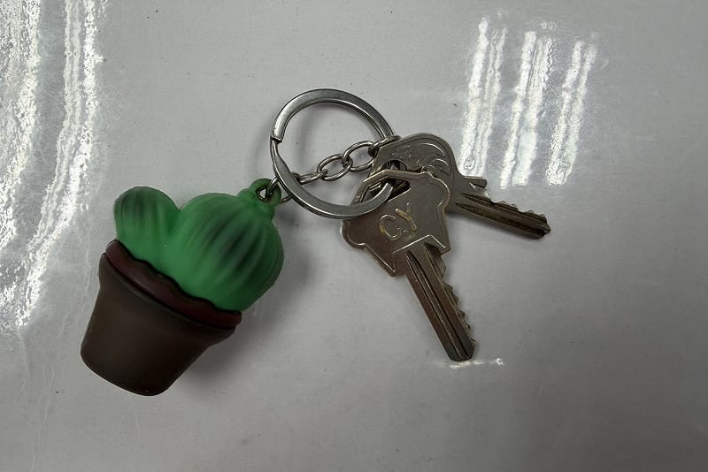 顏男以隨身攜帶鑰匙刮損看板。&nbsp;&nbsp;&nbsp;圖：高市警前鎮分局/提供