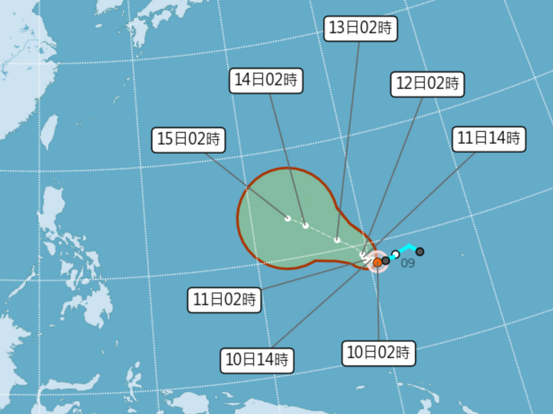 熱帶性低氣壓TD04今（10）天凌晨2點發展為輕度颱風辛樂克。&nbsp;&nbsp;&nbsp;圖：氣象署提供