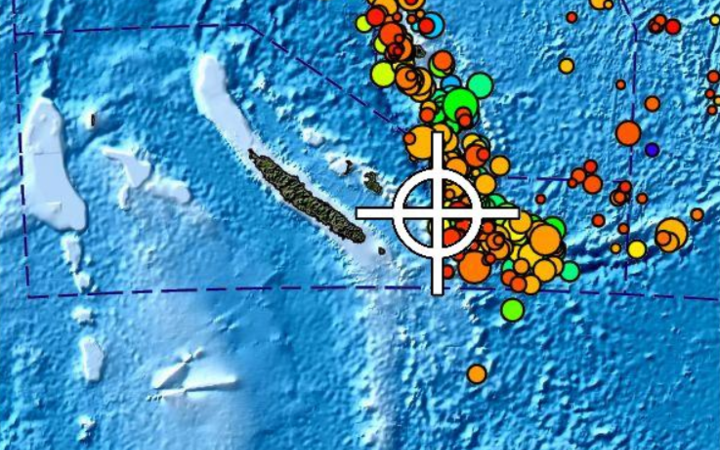 太平洋法屬領地新喀里多尼亞31日凌晨零時42分發生大地震，規模7.2，目前無傷亡報告。   圖：翻攝RNZ/PACIFIC TSUNAMI WARNING CENTER