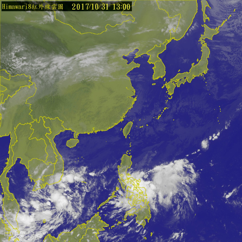 目前位於菲律賓東方海面的熱擾動，最快週四(2日)將成為今年第23號颱！而成颱關鍵期就在明(1)天過後，如果順利成颱，將回歸颱風列表第一個名稱「丹瑞（Damrey）」，不過這股熱擾動未來對台灣的影響還需要時間觀察。   圖：中央氣象局