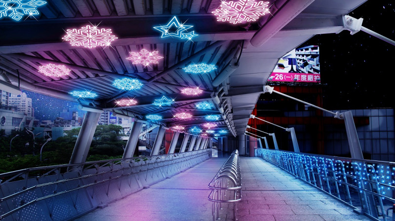圖為轉運站天橋內側燈飾模擬。   圖：新北市觀旅局提供
