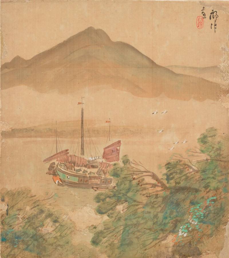木下靜涯的作品「江際一景」，台灣在現代東洋畫的發展受木下靜涯的影響。   圖：國美館。提供