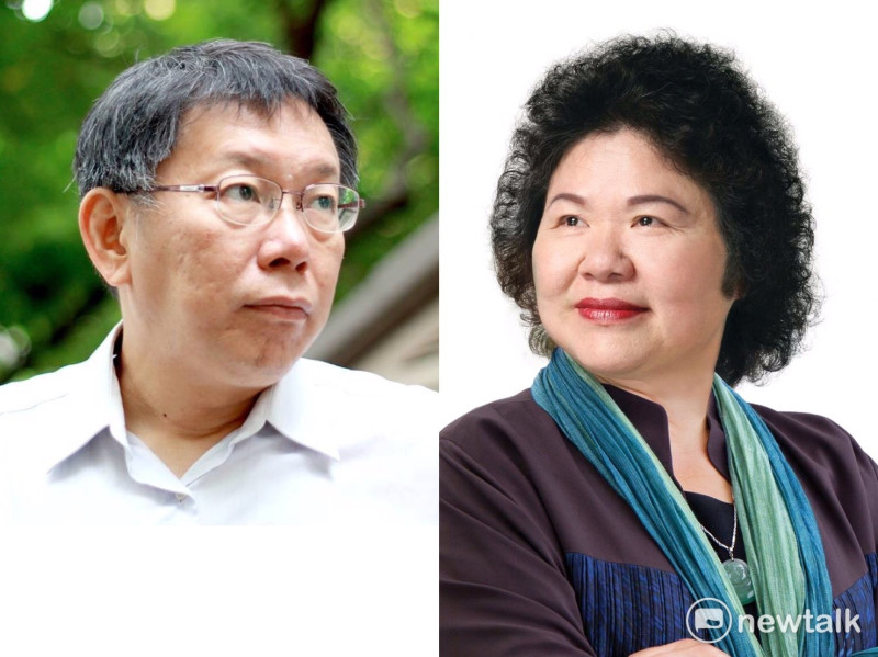 傳聞高雄市長陳菊（右）有可能北上參選台北市長，柯文哲（左）今（13）日先答「這是假設性問題」，但又突然說了一句「台北市民素質滿高的」。   圖：新頭殼合成