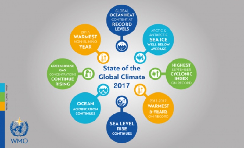 世界氣象組織（WMO）在聯合國氣候變遷會議上發表年度「全球氣候狀況」（State of the Global Climate）報告。   圖：翻攝WMO網站
