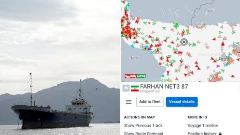 伊朗派遣一艘關閉導航系統的船隻，試圖試探美軍的封鎖網。&nbsp;&nbsp;&nbsp;圖：翻攝自 @rainbow78521 X 帳號