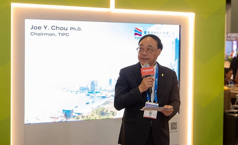 周永暉向國際郵輪業者介紹台灣優勢及港埠建設。&nbsp;&nbsp;&nbsp;圖：台灣港務公司/提供