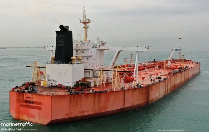 美國國防部證實，在印度洋查扣一艘名為「Tifani」號的油輪。&nbsp;&nbsp;&nbsp;圖:翻攝自X帳號@LPX2019