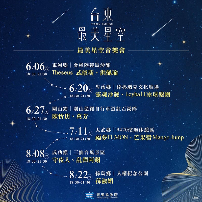 最美星空音樂會6～8月場次&nbsp;&nbsp;&nbsp;圖：台東縣觀光發展處／提供