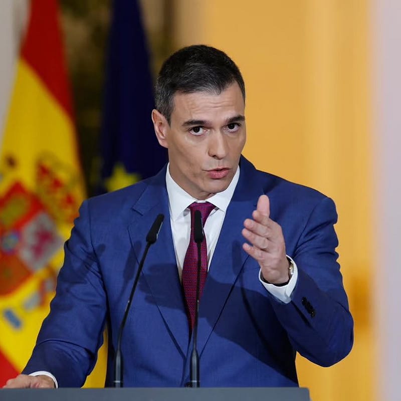 西班牙首相佩德羅·桑切斯（Pedro Sánchez）。 圖：翻攝自 X @GlobeEyeNews 