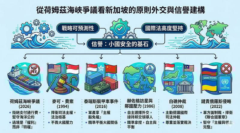 童振源指出，新加坡透過近乎嚴苛的「戰略可預測性」，以及對國際法的高度堅持，在強權環伺之中，逐步建立起獨特而穩固的國際信譽，成為其維持安全與發展的關鍵支柱。&nbsp;&nbsp;&nbsp;圖：翻攝童振源臉書