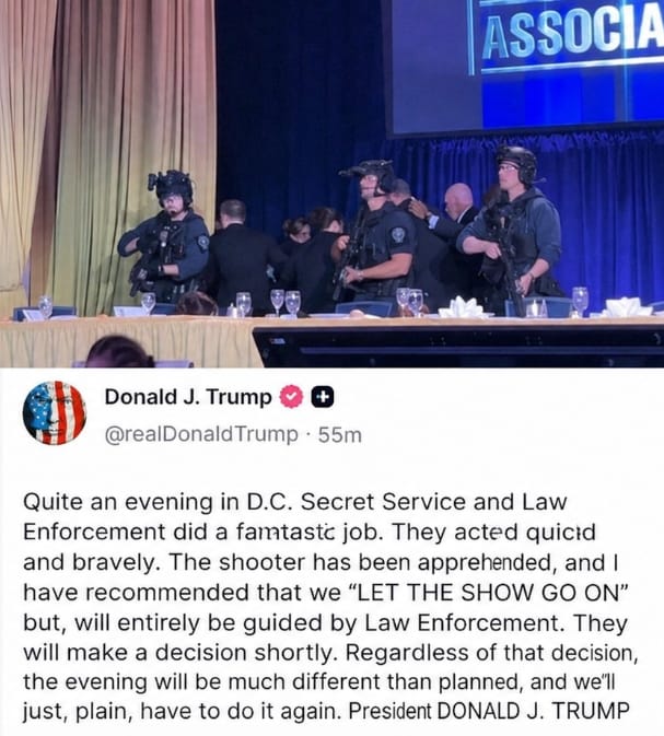 川普透過其自創社群平台「Truth Social」向外界發聲，證實「槍手已被逮捕」。&nbsp;&nbsp;&nbsp;圖/取自X平台及Truth Social平台