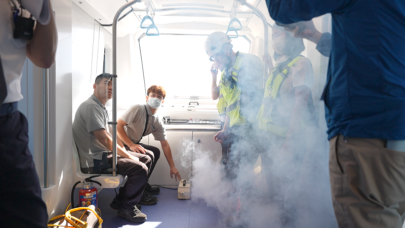 初勘模擬列車火災應變。&nbsp;&nbsp;&nbsp;圖：新北市政府捷運工程局／提供