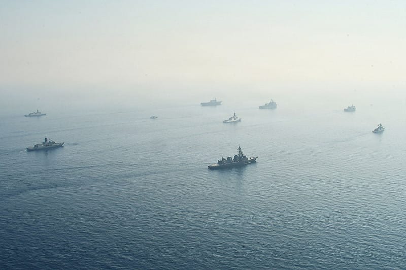 美菲年度「肩併肩」軍演，5國11艦進行多國海上演習聯合航行。&nbsp;&nbsp;&nbsp;圖：翻攝「X」@US7thFleet