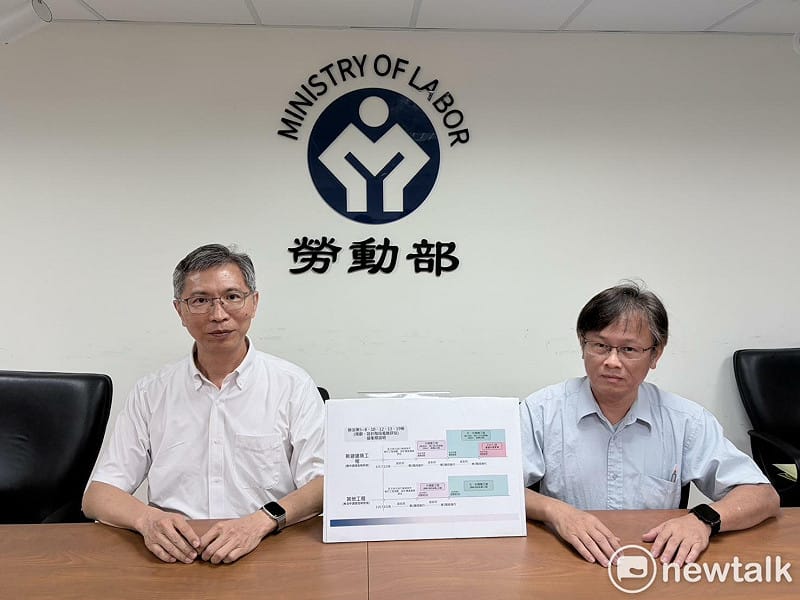 職業安全衛生署說明，推動《工程安全設計及整合管理辦法》的最終目的，是讓營造安全從「業主」做起，帶領施工廠商共同降低施工風險。圖左為職安組組長陳光輝、圖右為職安組科長賴憲樟。&nbsp;&nbsp;&nbsp;圖：李宣萱/攝