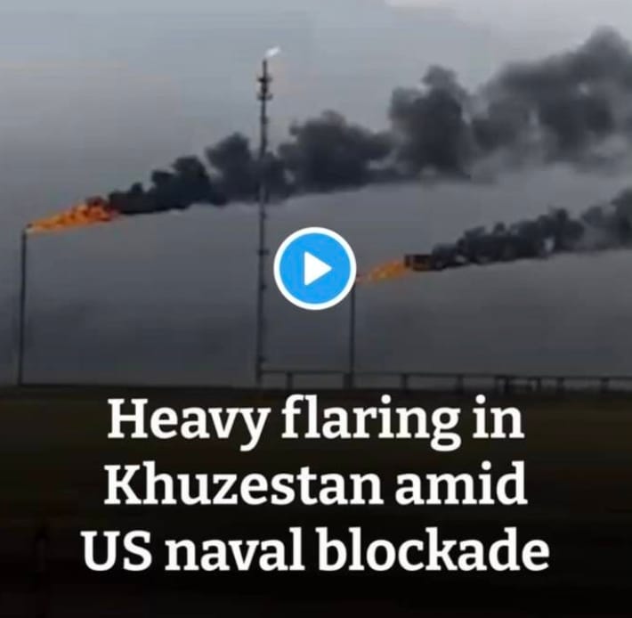 伊朗儲油槽爆滿，開始用燃燒石油的方式解決儲油危機。&nbsp;&nbsp;&nbsp;圖 : 翻攝自X / Lawrence 精衛
