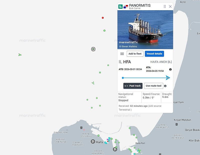 涉事船隻「Panormitis」據稱裝載來自烏克蘭被佔領土的穀物，而基輔方面認為該批貨物屬於被「竊取」資源，目前該船正等待獲准進入海法港停泊。&nbsp;&nbsp;&nbsp;圖：翻攝自 X   NOELREPORTS 