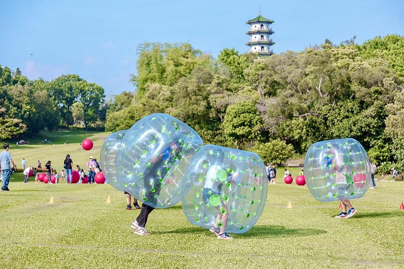 高雄果嶺自然公園「OB泡泡」對戰體驗區。&nbsp;&nbsp;&nbsp;圖：高雄市觀光局/提供
