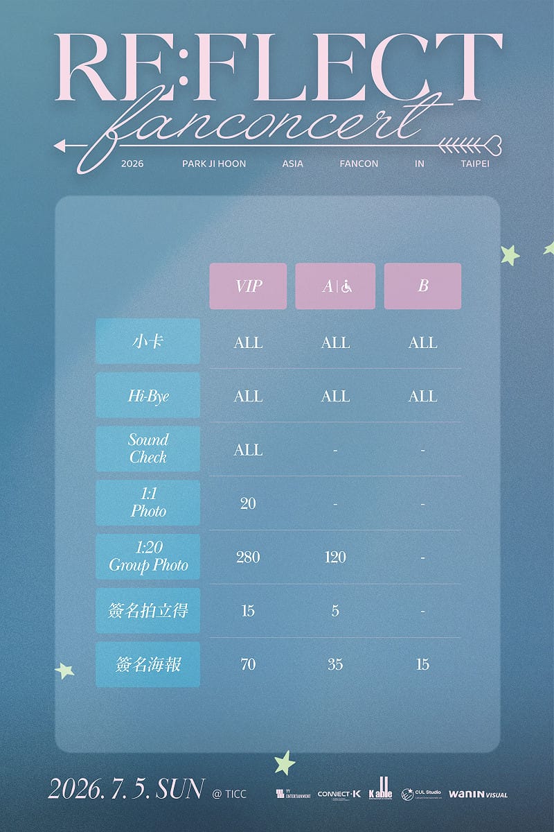 《2026 PARK JI HOON FAN CONCERT [RE：FLECT] IN TAIPEI》粉絲福利。&nbsp;&nbsp;&nbsp;圖：網銀國際影視／提供