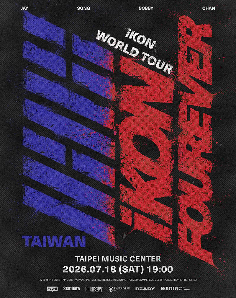 《iKON FOUREVER WORLD TOUR IN TAIPEI》主視覺。&nbsp;&nbsp;&nbsp;圖：網銀國際影視／提供