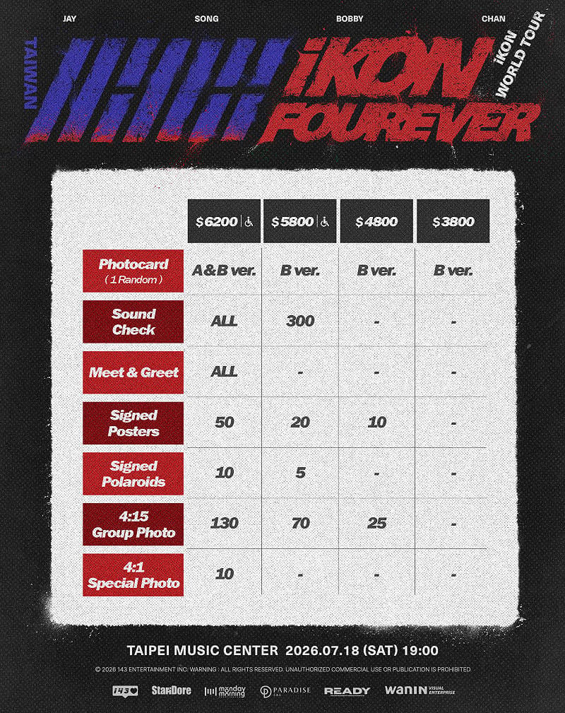 《iKON FOUREVER WORLD TOUR IN TAIPEI》粉絲福利。&nbsp;&nbsp;&nbsp;圖：網銀國際影視／提供