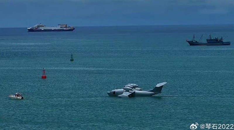 中國「渤海怪獸」翼地效應飛行器。疑為水上滑行測試。&nbsp;&nbsp;&nbsp;圖：翻攝陸網