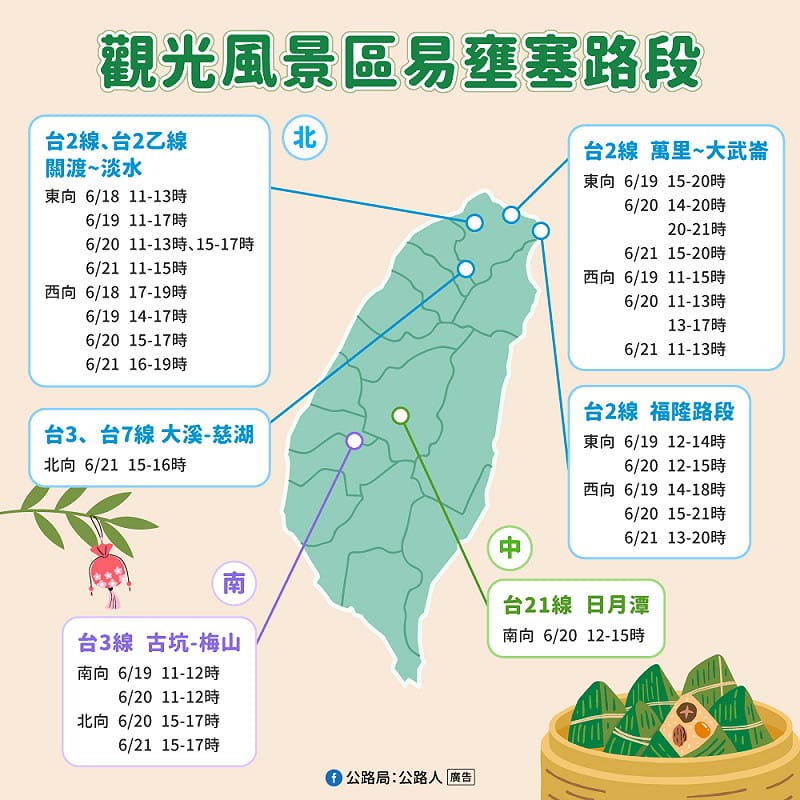 觀光風景區易壅塞路段。&nbsp;&nbsp;&nbsp;圖：公路局／提供