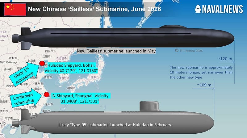  外媒報導中國正在打造無傳統指揮塔圍殼的核攻擊潛艦。 圖 : 翻攝自 X / 極光@Aurora107E 