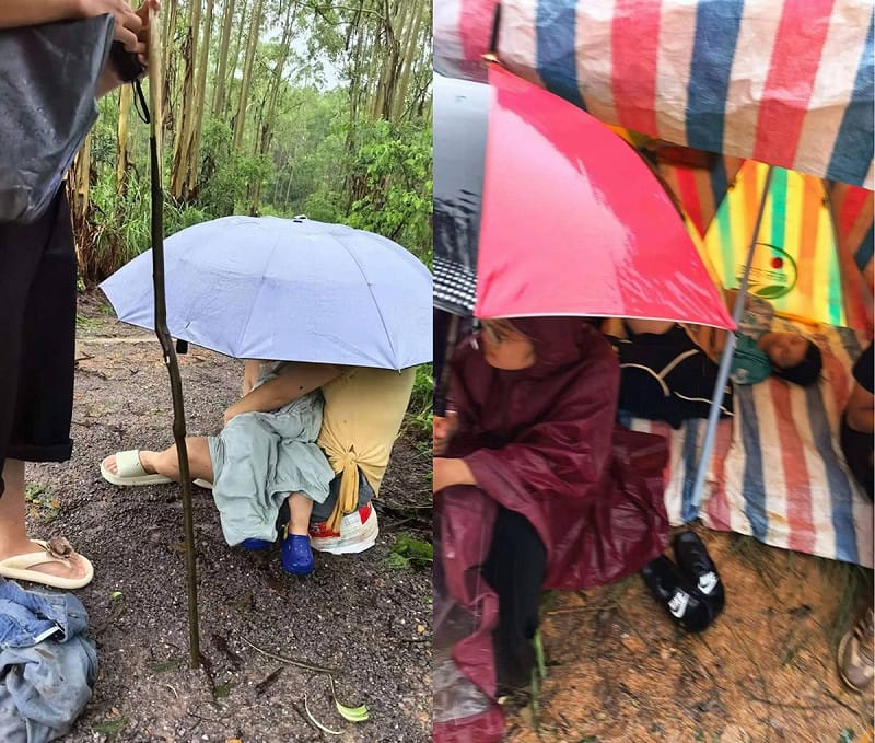 廣西省橫州市雲表鎮上千位村民被迫逃往山區避難，但仍因洪水受困，民眾們持續透過通訊設備尋求外界援助。&nbsp;&nbsp;&nbsp;圖：翻攝自 @whyyoutouzhele X 帳號