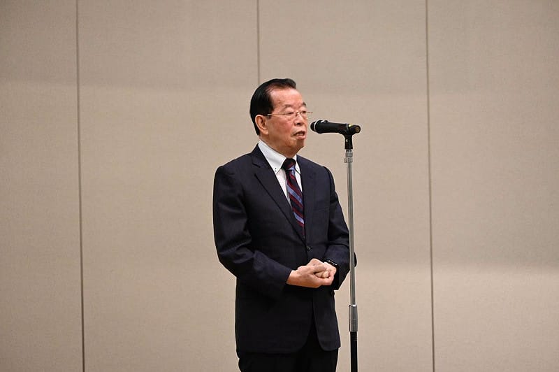 台灣日本關係協會會長、前駐日代表謝長廷會中致詞。&nbsp;&nbsp;&nbsp;李逸洋臉書