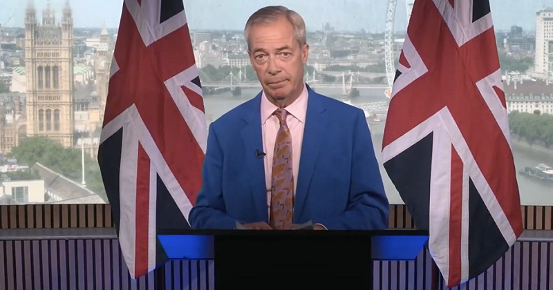 英國右翼民粹政黨「英國改革黨」（Reform UK）黨魁奈傑爾．法拉吉（Nigel Farage）。&nbsp;&nbsp;&nbsp;圖：翻攝自 X  Eric Daugherty