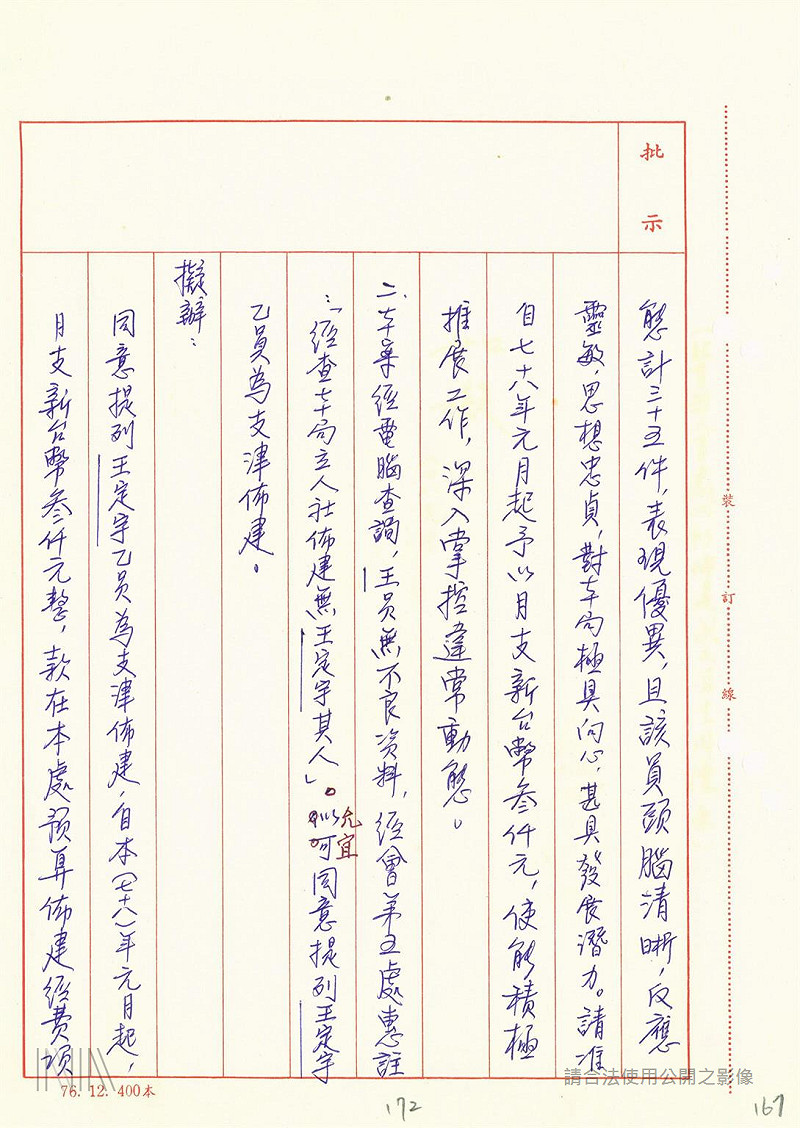「法務部調查局諮詢人員綜合卷案」關於王定宇部分&nbsp;&nbsp;&nbsp;圖：檔案局「法務部調查局諮詢人員綜合卷案」
