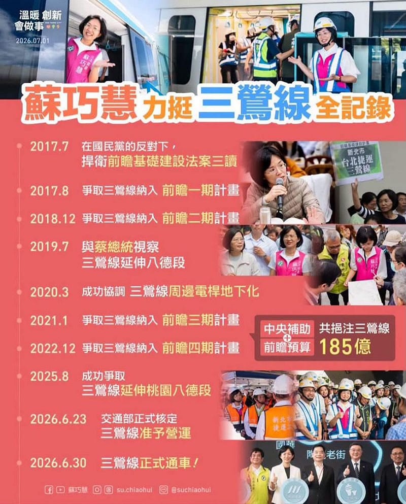 蘇巧慧加挺三鶯線全紀錄。&nbsp;&nbsp;&nbsp;圖：蘇巧慧競辦提供