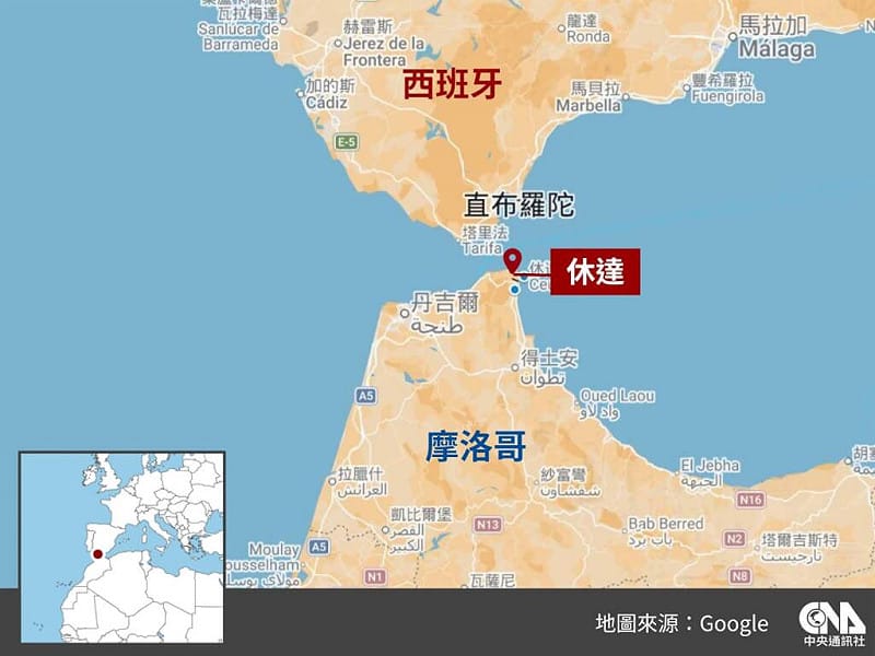 休達位置示意圖。（中央社製圖）&nbsp;&nbsp;&nbsp;圖：中央社提供