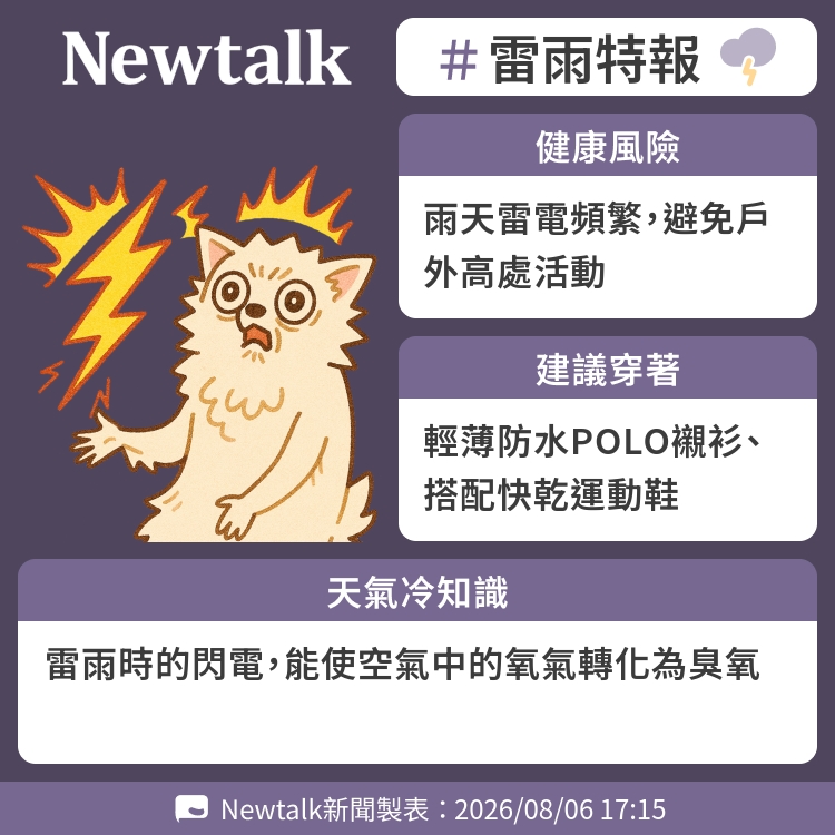 雷雨時的閃電，能使空氣中的氧氣轉化為臭氧 圖：Newtalk製表&nbsp;&nbsp;&nbsp;