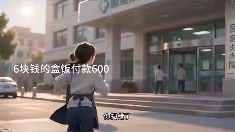 中國AI短劇以個體善心為題材。 圖:翻攝陸網 中國AI短劇以個體善心為題材。 圖:翻攝陸網