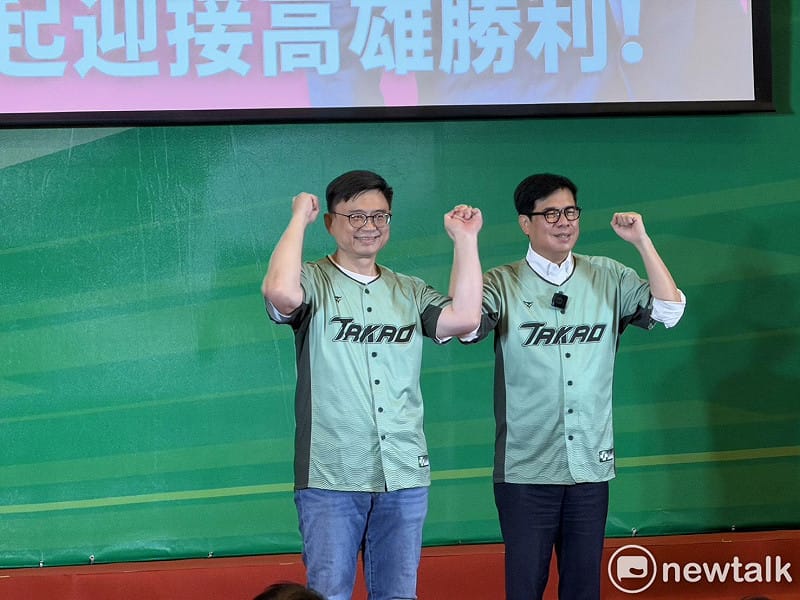 民進黨高雄市長參選人賴瑞隆、高雄市長陳其邁。 圖：高逸帆／攝 