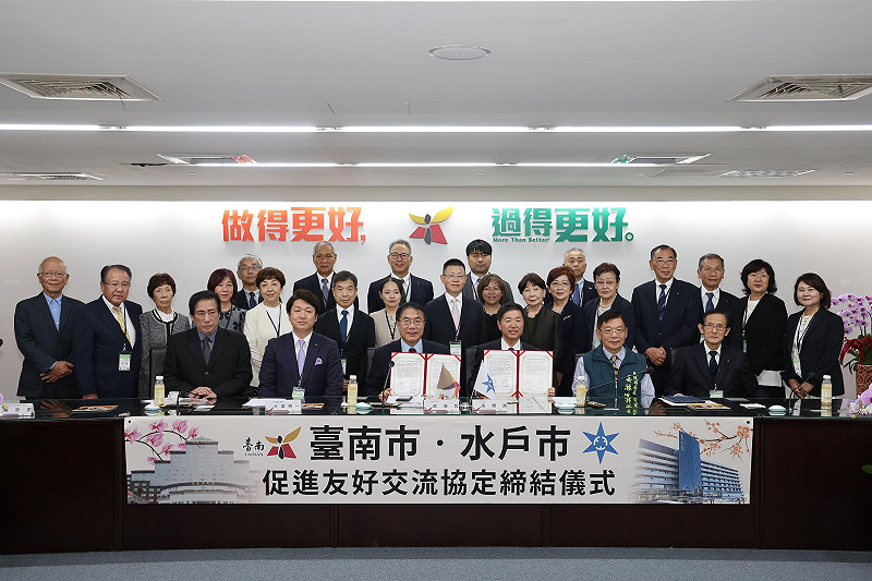 台南市與水戶市因飛虎將軍廟結緣，雙方開啟各領域間之交流，兩市並於113年11月締盟，&nbsp;&nbsp;&nbsp;圖：台南市政府提供