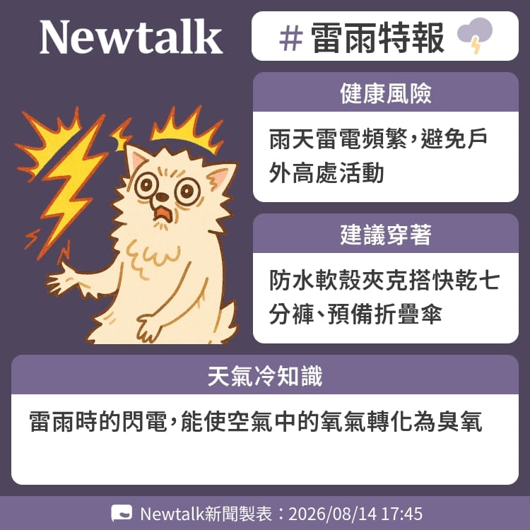 雷雨時的閃電，能使空氣中的氧氣轉化為臭氧 圖：Newtalk製表&nbsp;&nbsp;&nbsp;