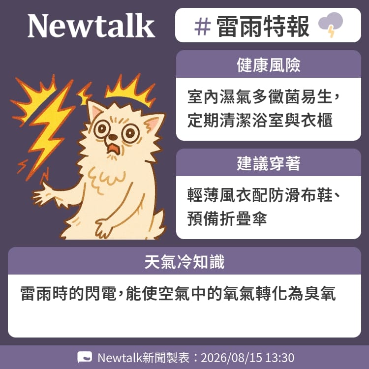 雷雨時的閃電，能使空氣中的氧氣轉化為臭氧 圖：Newtalk製表&nbsp;&nbsp;&nbsp;
