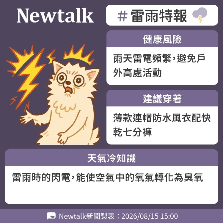 雷雨時的閃電，能使空氣中的氧氣轉化為臭氧 圖：Newtalk製表&nbsp;&nbsp;&nbsp;