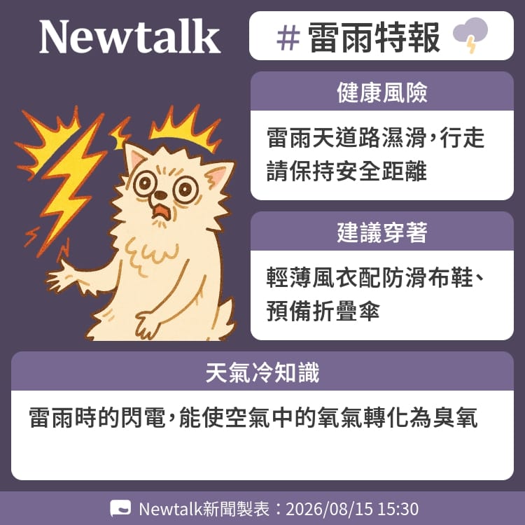 雷雨時的閃電，能使空氣中的氧氣轉化為臭氧 圖：Newtalk製表&nbsp;&nbsp;&nbsp;