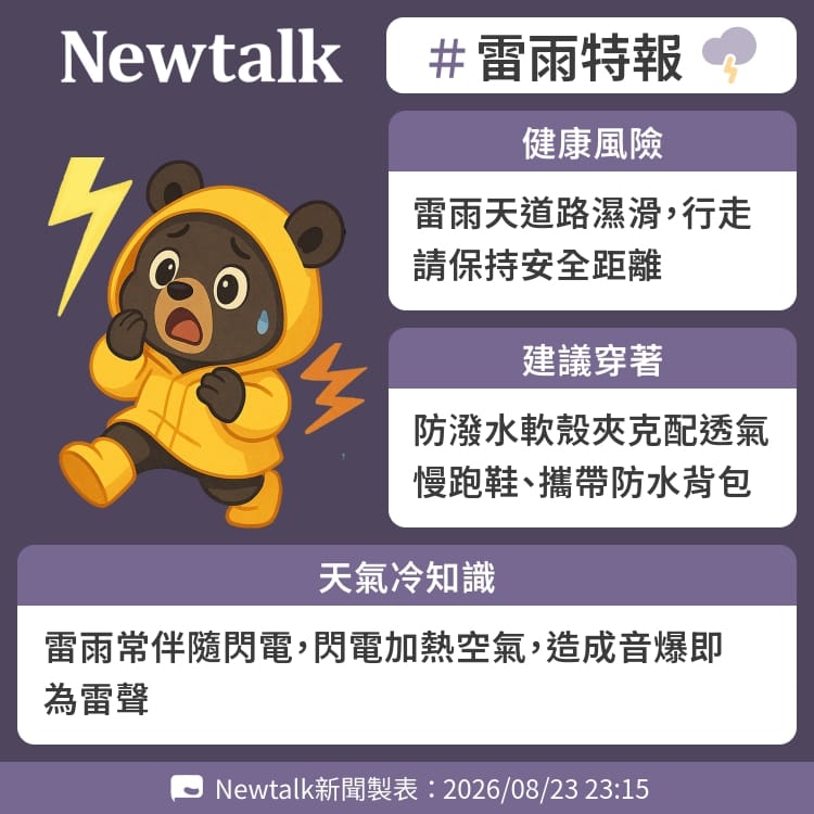雷雨常伴隨閃電，閃電加熱空氣，造成音爆即為雷聲 圖：Newtalk製表&nbsp;&nbsp;&nbsp;