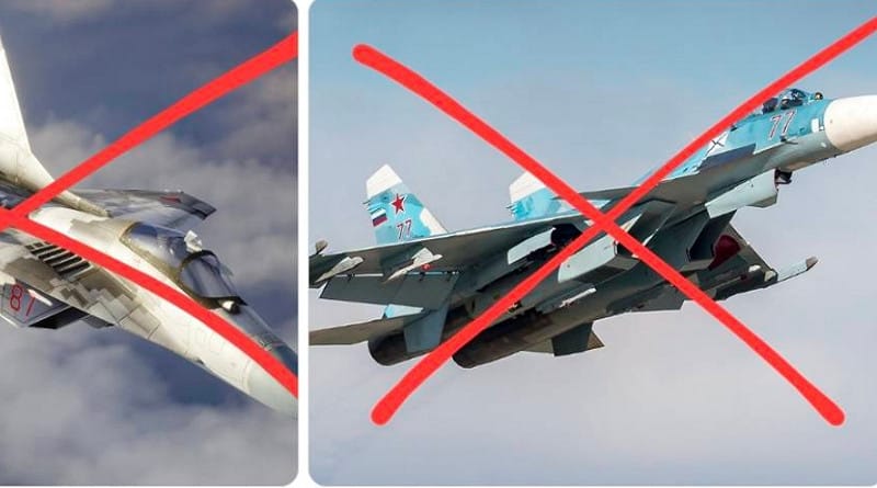 俄軍的Su-33戰機和 MiG-29 戰鬥機遭到烏軍炸毀。&nbsp;&nbsp;&nbsp;圖 : 翻攝自 X / UAVoyager