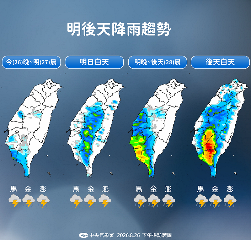 未來一週降雨趨勢。&nbsp;&nbsp;&nbsp;圖：氣象署／提供