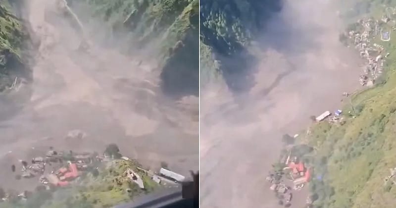  尼泊爾與中國西藏邊境26日慘遭暴洪及土石流侵襲。 圖：翻攝X（前推特） 