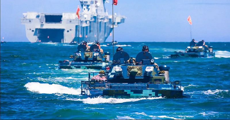 研究最受矚目的結論之一，是中國海軍兩棲部隊在首波攻擊中的運輸瓶頸。 圖:翻攝自百度