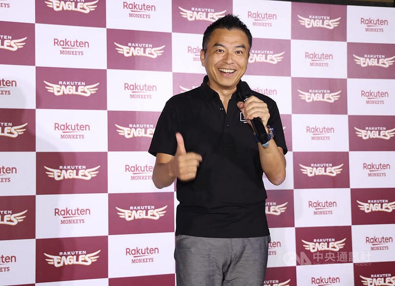 日職東北樂天金鷲隊與中職樂天桃猿隊深化交流記者會28日在台北大巨蛋舉行，樂天金鷲代表取締役社長兼樂天桃猿會長森井誠之（圖）出席。中央社記者張新偉攝　115年8月28日&nbsp;&nbsp;&nbsp;