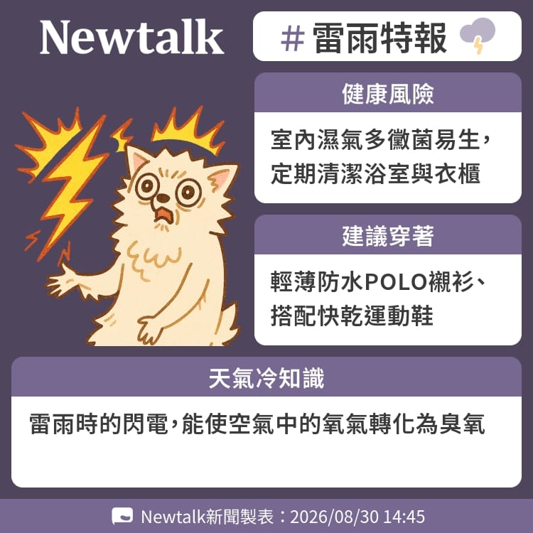 雷雨時的閃電，能使空氣中的氧氣轉化為臭氧 圖：Newtalk製表&nbsp;&nbsp;&nbsp;