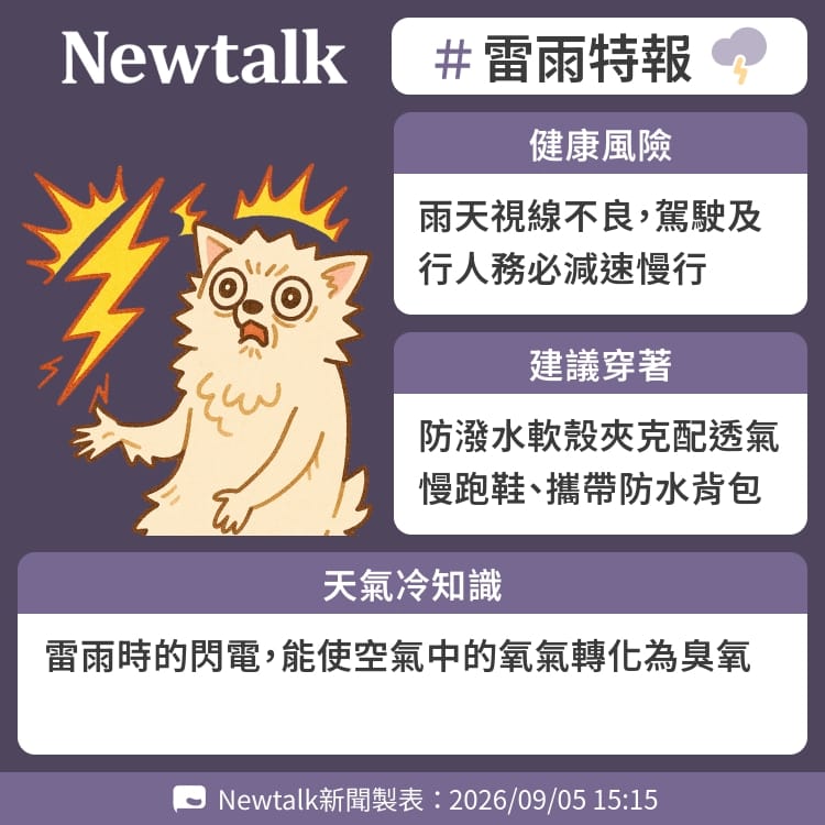 雷雨時的閃電，能使空氣中的氧氣轉化為臭氧 圖：Newtalk製表&nbsp;&nbsp;&nbsp;