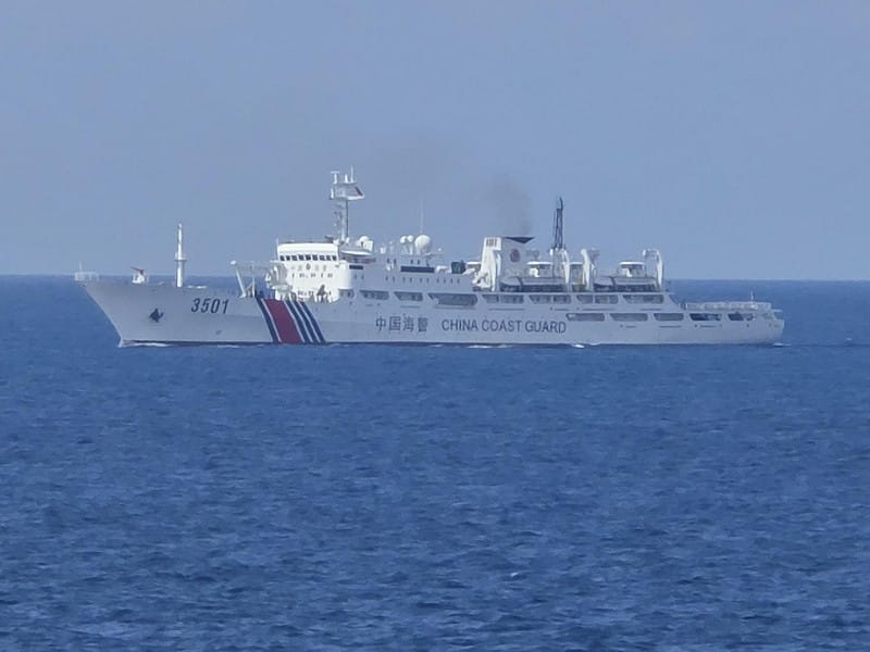 中國海警船「3501」7日上午自東沙島西南方航入我國限制水域。&nbsp;&nbsp;&nbsp;